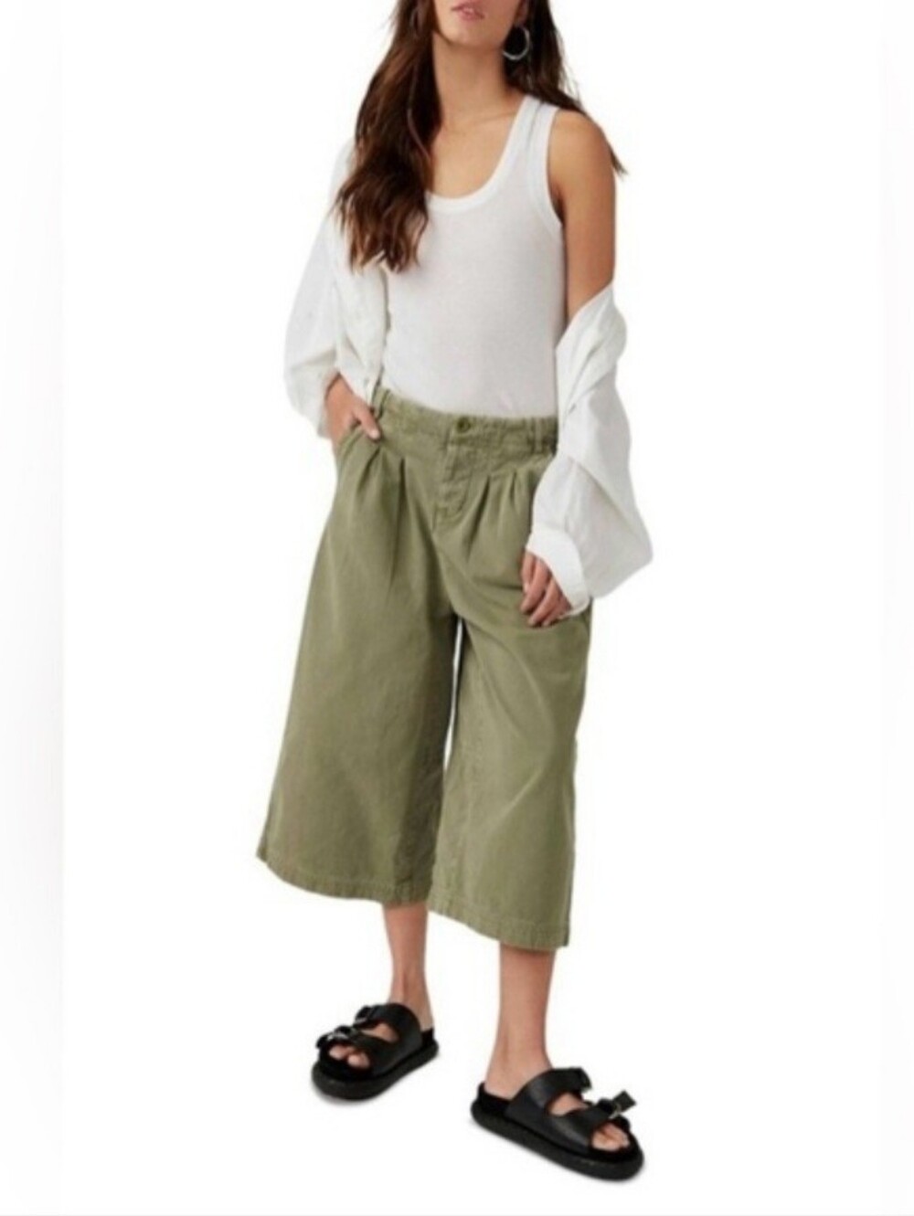 Free People Hard Rain Gaucho Pant Wide Leg Short